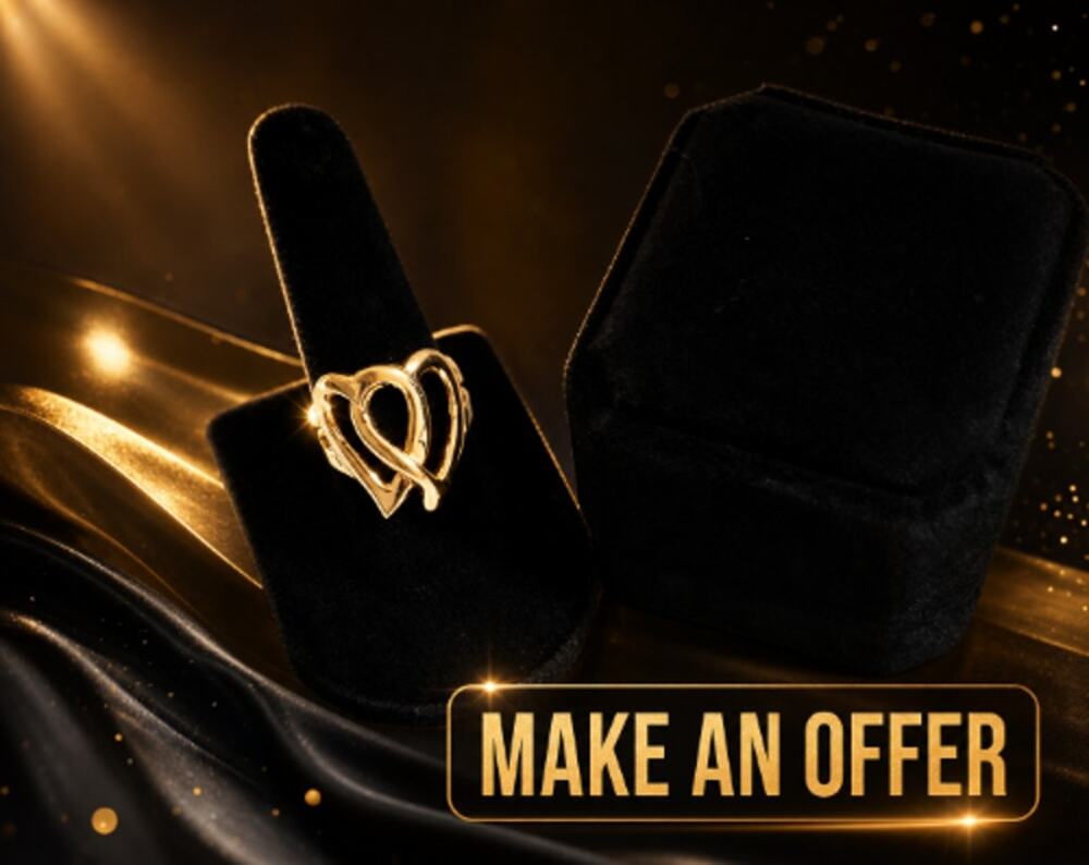 VTG Park lane Heart to Heart Size 6 Gold Tone Intwined Double Heart Ring NOS NEW